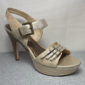 2 Lips Too Beige and Gold Heels